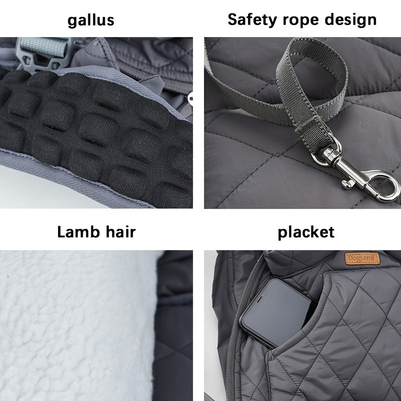 Adjustable Quilted Pet Carrier Backpack for Small to Medium Dogs - Cozy Fleece-Lined, Hands-Free Front Legs Out Chest Carrier with Zip Closure, Ideal for Hiking & Cycling - Available in Black, Beige, Pink, Gray, Olive Green,