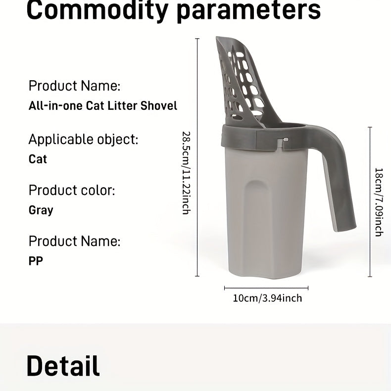 All-In-One Storage Portable Cat Cleaning Cat Litter Shovel with Built-In Garbage Bag Automatic Poop Scooper Set Cat Shovel