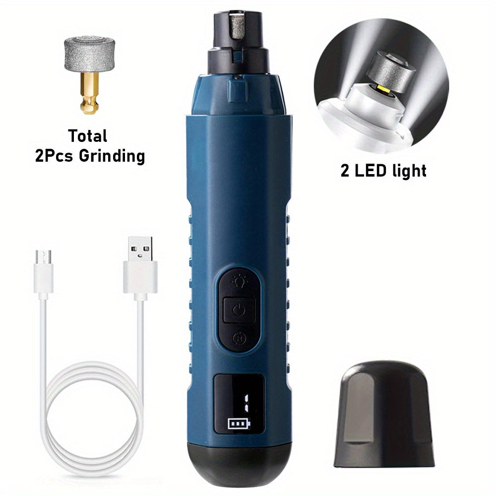 [5-Speed Nail Grinder] 5-Speed Electric Nail Grinder | Painless Grooming Tool for Cat and Dog Nails with 2 LED Lights