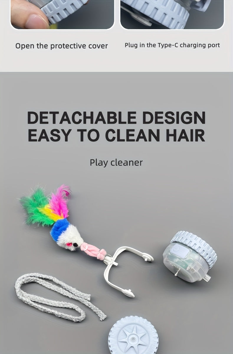 Interactive Laser Cat Toy with Mouse, 2-in-1 Laser Pointer & Plush-like Wiggling Worm-like Motion, Low-Power (<1mW) Red Light for Solo Play, Stimulates Hunting Instincts (Cats, Kittens)