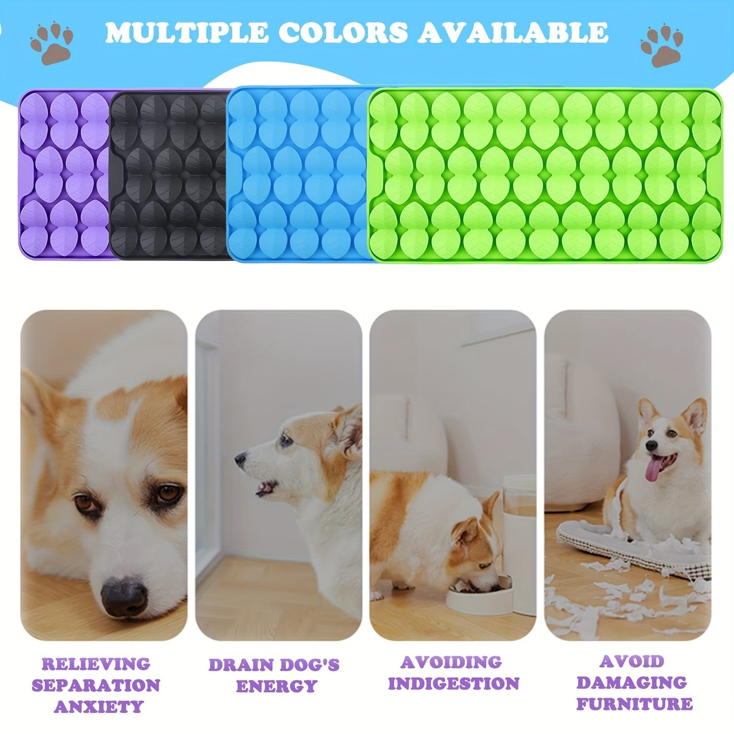 1pc PetLickingMat Silicone Dog Feeding Pad, Slow Feeder Mat for Encouraging Natural Foraging Skills, Interactive Feeding Game Toy for All Dog Breeds, Dishwasher Safe and Easy to Clean