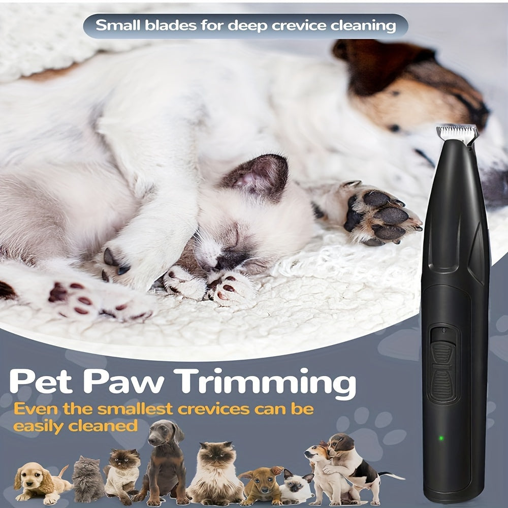 2-Speed Low Noise Cordless Dog & Cat Grooming Clippers - Rechargeable Pet Hair Trimmer for Paws, Eyes, Ears, Face & Rump with LED Light, Ergonomic Design & Attachments (White, Black)