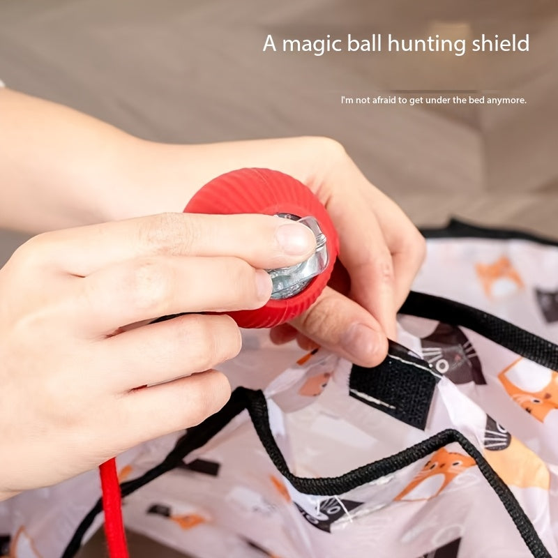 3pcs Pet Self-Entertainment Toy Set: 1 Round Double-Layer Hunting Cover + 2 Red Automatic Cat Balls