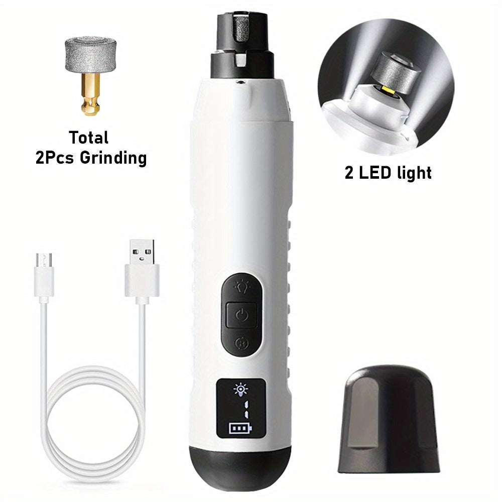 [5-Speed Nail Grinder] 5-Speed Electric Nail Grinder | Painless Grooming Tool for Cat and Dog Nails with 2 LED Lights