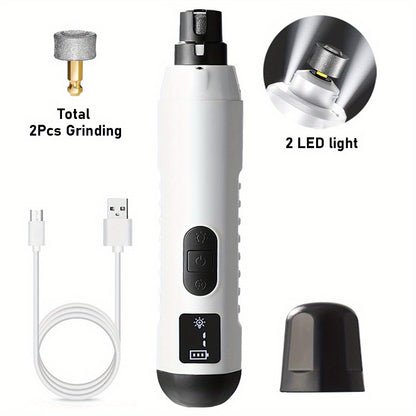 [5-Speed Nail Grinder] 5-Speed Electric Nail Grinder | Painless Grooming Tool for Cat and Dog Nails with 2 LED Lights