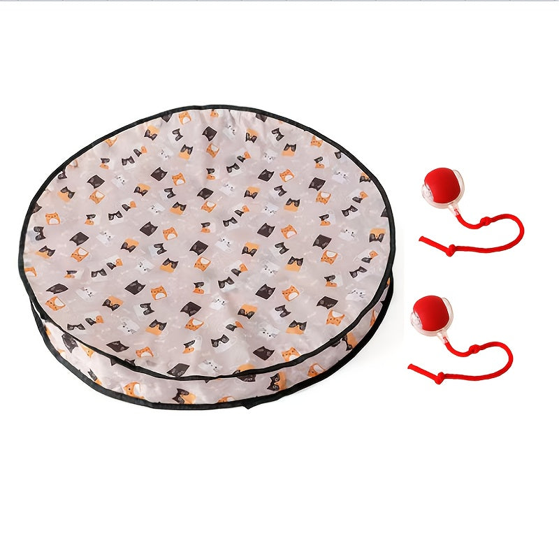 3pcs Pet Self-Entertainment Toy Set: 1 Round Double-Layer Hunting Cover + 2 Red Automatic Cat Balls