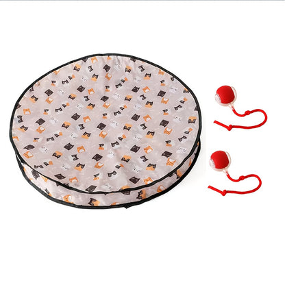 3pcs Pet Self-Entertainment Toy Set: 1 Round Double-Layer Hunting Cover + 2 Red Automatic Cat Balls