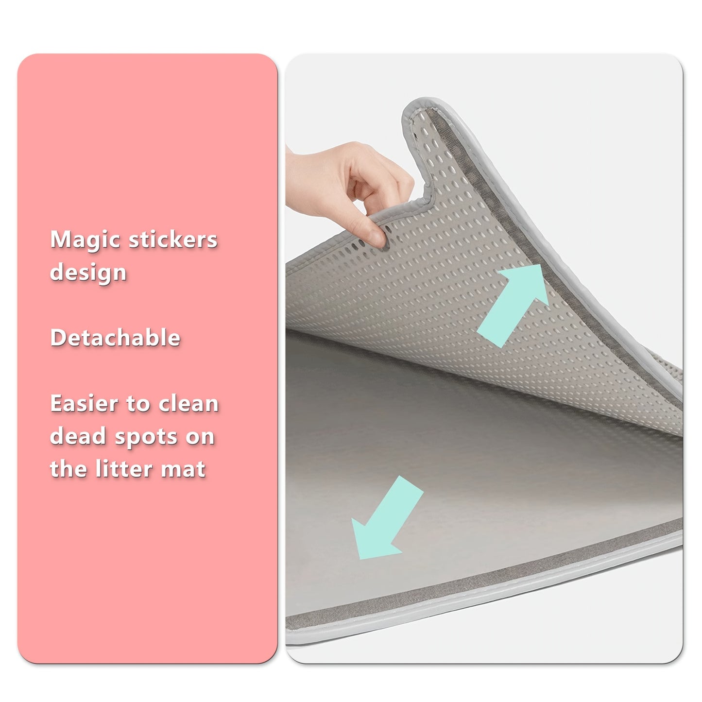 Double Layer Cat Litter Mat, Anti-splash Dust Control Easy To Clean Indoor Cat Cleaning Mat Trapping Box