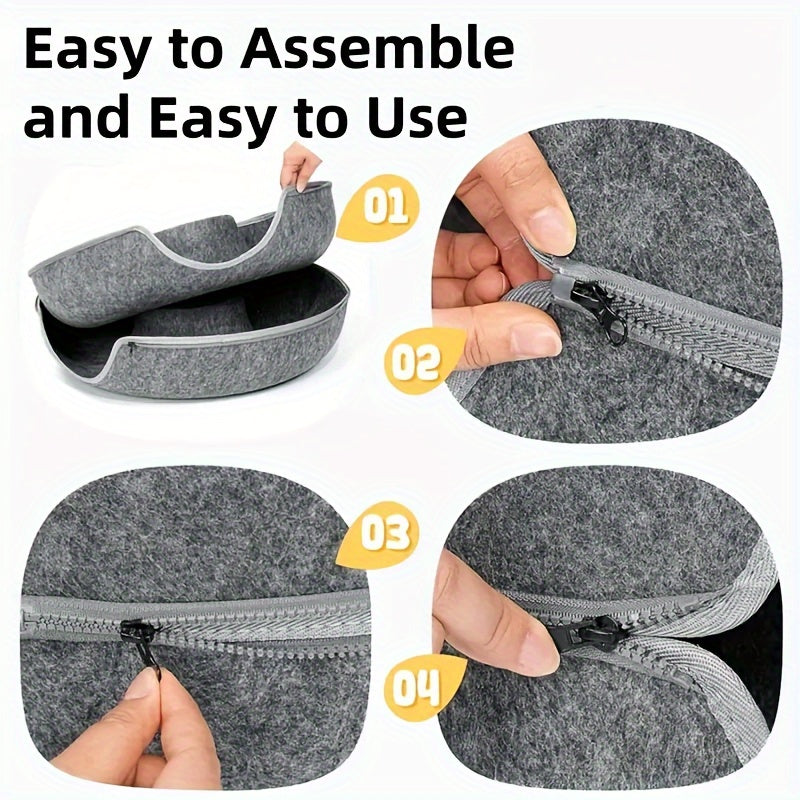 Cozy Donut-Shaped Cat Bed with Interactive Felt Tunnel – Soft Canvas Play and Training Toy for Small to Medium Cats, Ferrets, and Rabbits, Dual-Purpose Comfortable Hideaway in Gray or Multiple Colors, Kitten Bed