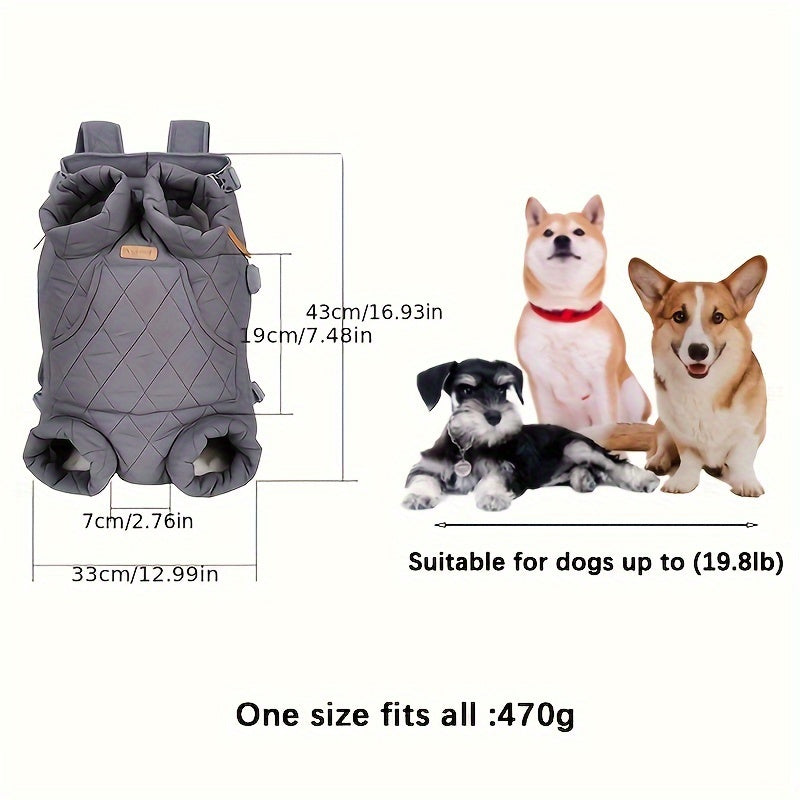 Adjustable Quilted Pet Carrier Backpack for Small to Medium Dogs - Cozy Fleece-Lined, Hands-Free Front Legs Out Chest Carrier with Zip Closure, Ideal for Hiking & Cycling - Available in Black, Beige, Pink, Gray, Olive Green,