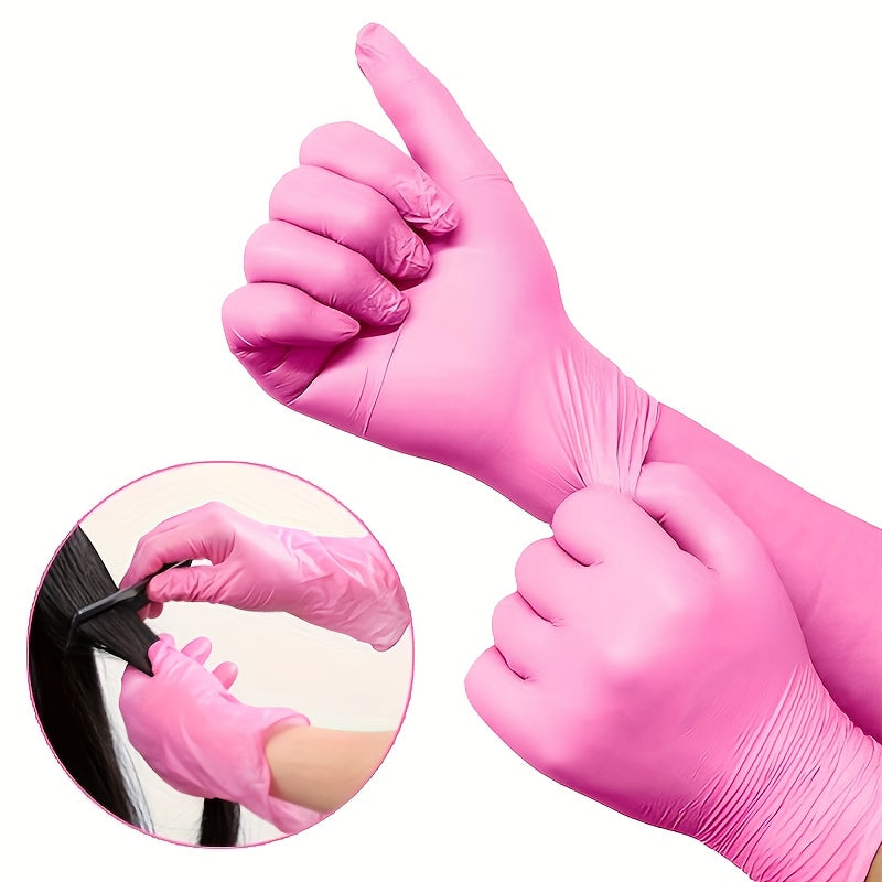 Deep Pink Disposable Nitrile Gloves - Lightweight, Suitable for Household Cleaning, Pet Care, Hair Dyeing - & Alcohol-Free, Available in S/M/L Sizes, Multi-Purpose Cleaning Gloves, Stylish Kitchen Use, All-Season, Disposable