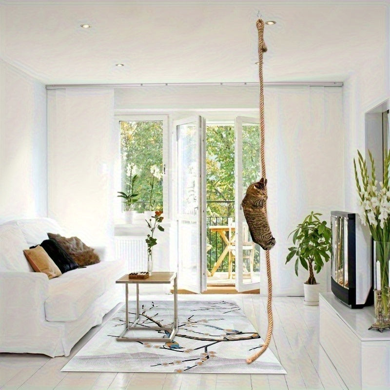 Large Cat Climbing Rope - Durable Sisal Scratching Post with 8.89cm Wide Base, 8.89cm Tall & 8.89cm Thick, Multi-Level Cat Toy for Indoor Cats, Scratching Post for Cats, Climbing Rope for Cats, Cat Climbing Rope, Cat Climbing