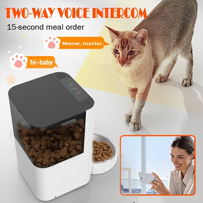 1pc YIIYRY Wi-Fi Smart Pet Feeder, 4L Automatic Cat & Dog Food Dispenser with 15-Second Meal Ordering, USB Powered (SD Card Not Included), Removable Charger, Voice Intercom for Two-Way Communication, Automatic Pet Feeding | M