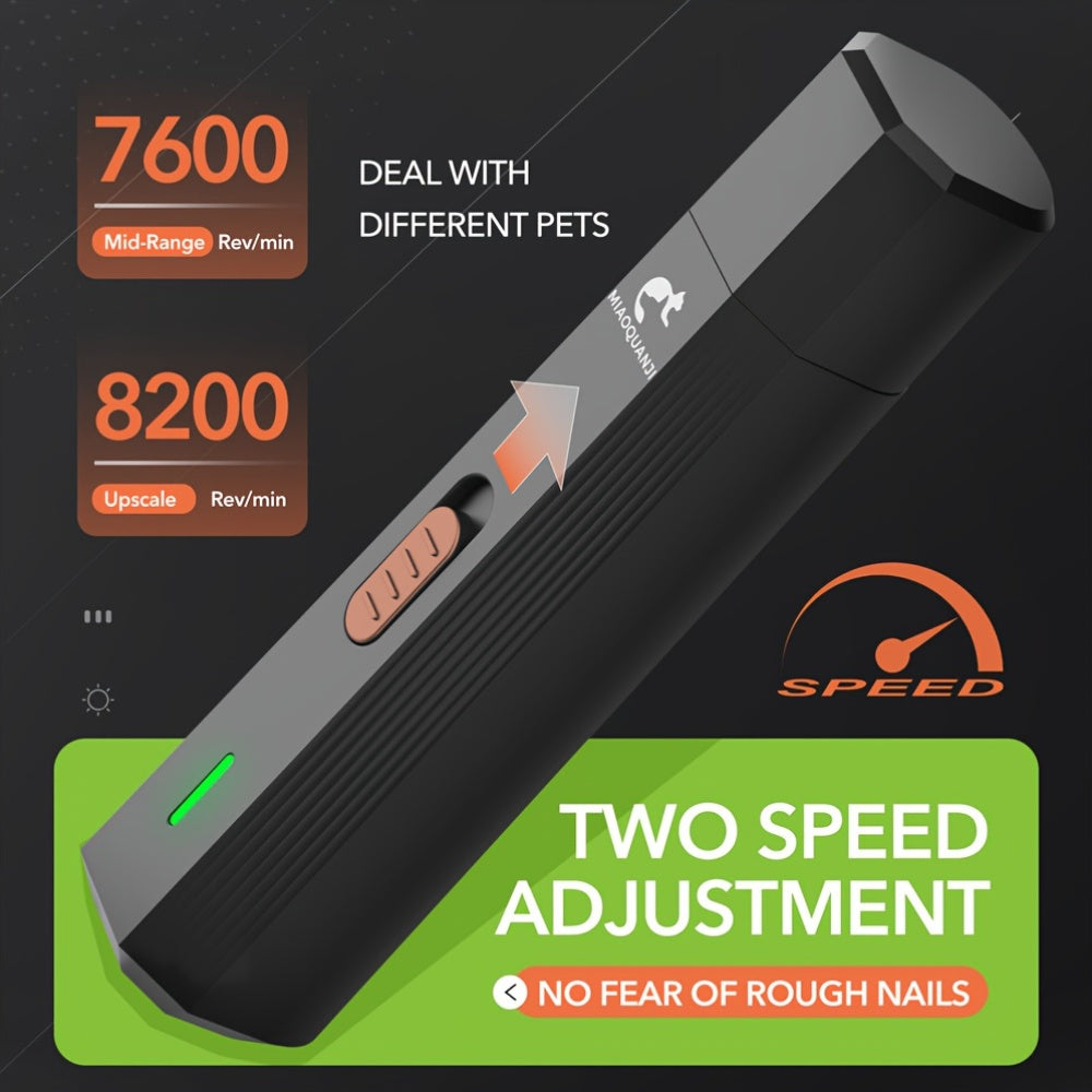 MIAOQUANJI Dog Nail Trimmer with USB Charging, Adjustable Speed & Ergonomic Handle - Safe & Comfortable Pet Grooming Tool for Small to Medium Dogs, Durable Plastic Design, Dog Nail Trimmer, Pet Grooming Accessory, Sleek Pet A