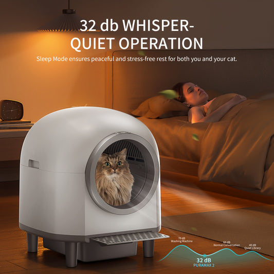 Self Cleaning Cat Litter Tray, 110L Extra Large Automatic Cat Litter Tray for Multiple Cats, with Safety Protection, APP Control, Odor Removal Smart Robot Litter Box, 1 Roll Trash Bags, Self Cleaning Cat Litter Box, Cat Litte