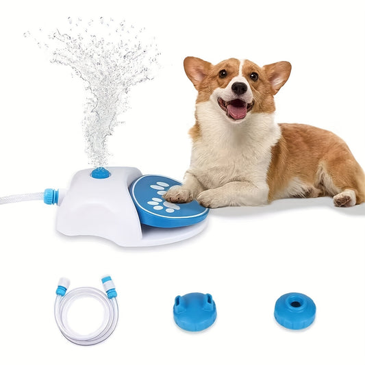 Interactive Dog Water Dispenser Toy - Outdoor/Indoor Foot-Operated Press with 2 Nozzles, Durable Plastic Summer Hydration Play for Puppies & Dogs, Mental Stimulation & Bonding Interactive Pet Toy, Interactive Dog Toy, Playful