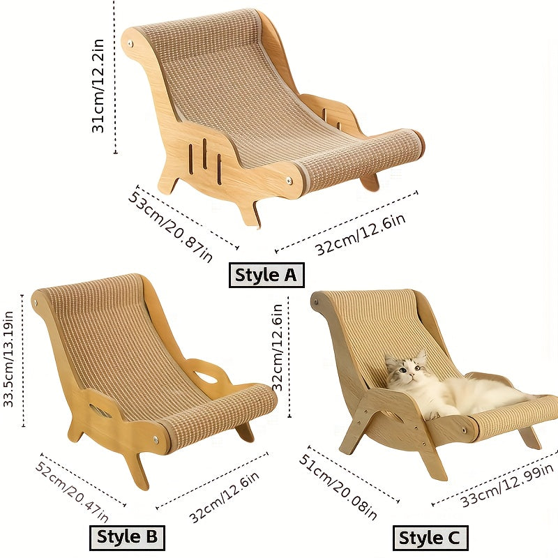 Sturdy Elegant Sisal Cat Scratching Chair - Durable Scratch-Resistant Pet Furniture with 3 Styles, High-Quality Large Cat Resting Area for Indoor Cats, Scratch-Resistant Design for Climbing, Resting & Play, Cat Furniture, Cla