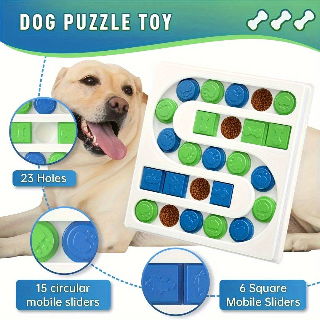 [Interactive Dog Puzzle] Durable PP Interactive Dog Treat Puzzle - Mental Enrichment Feeder for IQ Training, Slow Feeder with Paw Print & Bone Shapes, Treat Dispenser for Puppies & Adult Dogs