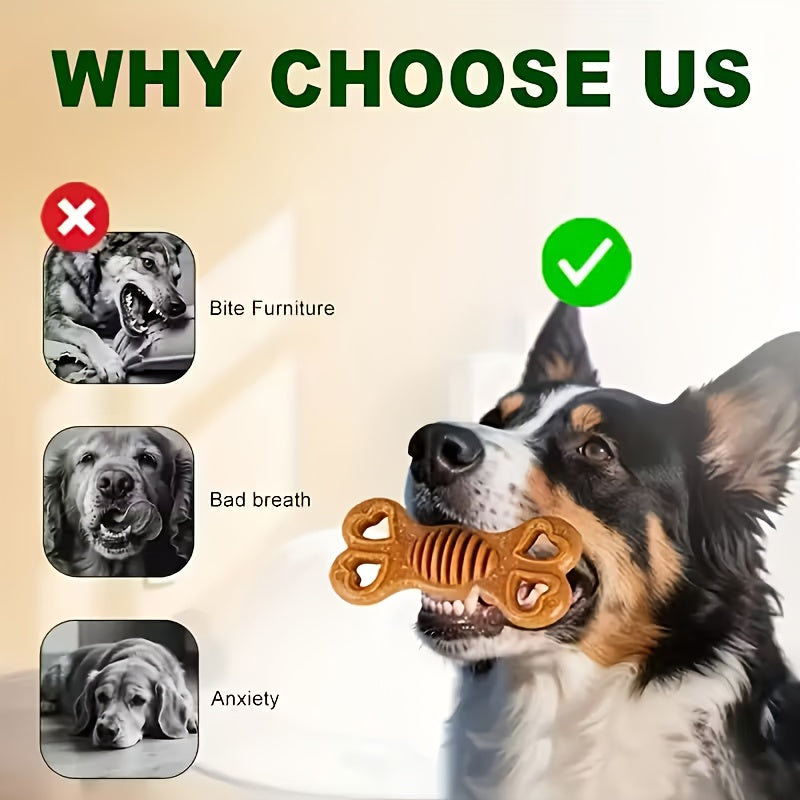 Durable Non-Toxic Chew Bone Toy for Aggressive Chewers - Heavy-Duty Plastic Puppy & Adult Dog Teeth Cleaning Dental Chew Stick with Chewable Textured Surface, Indestructible Chew Bone for Small & Large Dogs (Labrador, German