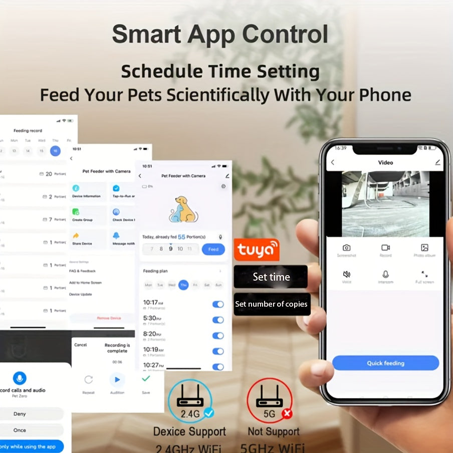 4L Smart Pet Feeder with Camera & App Control - Automatic Timer, Dual Bowl Dog & Cat Food Dispenser, USB-Powered, Real-Time Monitoring, Easy Disassembly for Busy Pet Owners, Automatic Pet Feeder, Remote Feeding Solution, Slee