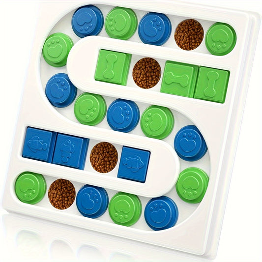 [Interactive Dog Puzzle] Durable PP Interactive Dog Treat Puzzle - Mental Enrichment Feeder for IQ Training, Slow Feeder with Paw Print & Bone Shapes, Treat Dispenser for Puppies & Adult Dogs