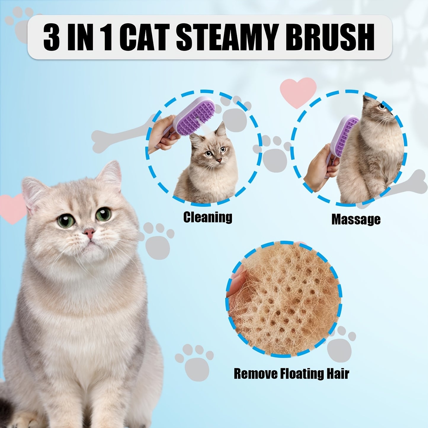 2pcs Pet Spritz Comb, 3-In-1 Cat Steam Brush, USB Charging Convenience, 360° Rotating Pet Steam Brush for Cats and Dogs, Cat Brush, Pet Cleaning, Easytouse Comb, Petsafe Material, Grooming Comb, Cat Lovers, Pet Owners