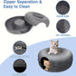 Cozy Donut-Shaped Cat Bed with Interactive Felt Tunnel – Soft Canvas Play and Training Toy for Small to Medium Cats, Ferrets, and Rabbits, Dual-Purpose Comfortable Hideaway in Gray or Multiple Colors, Kitten Bed