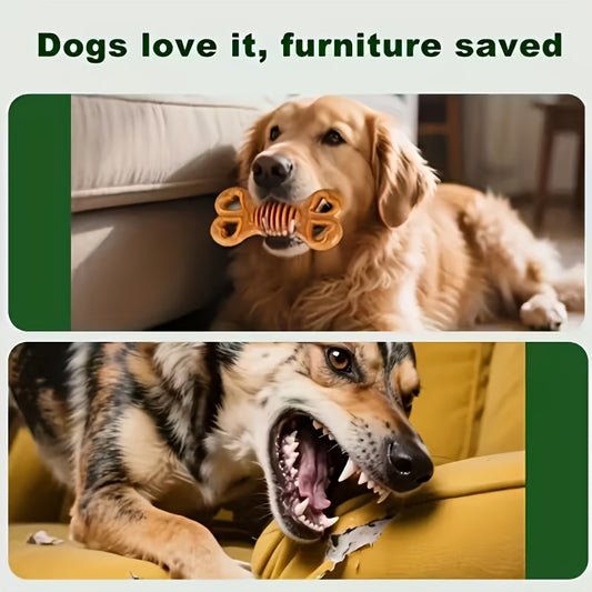 Durable Non-Toxic Chew Bone Toy for Aggressive Chewers - Heavy-Duty Plastic Puppy & Adult Dog Teeth Cleaning Dental Chew Stick with Chewable Textured Surface, Indestructible Chew Bone for Small & Large Dogs (Labrador, German