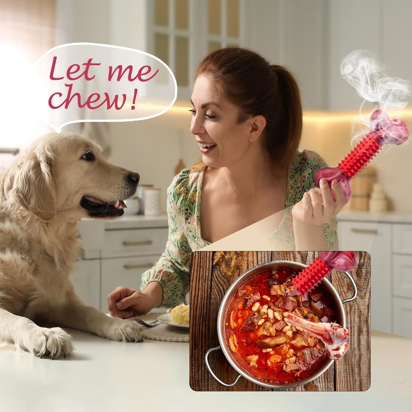 [Heavy-Duty Chew Toy] Apasiri Heavy-Duty Chew for Large Breed & Aggressive Chewers - Beef Flavor Dental Dog Toys With Nylon & Rubber Construction, Indestructible Chew Toy for Puppy Teething, Dental Health - Compatible With Al