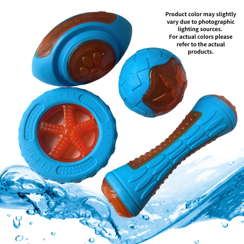 Set of 4pcs, Interactive Dog Chew Toys, Dog Beach Toys Water Toys, Safe & Non-toxic Pet Chewing Toys, Floating Toys for All Breeds - Perfect Gifts for Dog'S Summer Holidays, Without Battery