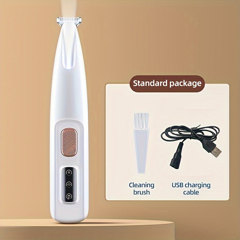 Pet Grooming Kit, Rechargeable Electric Paw Trimmer for Dogs and Cats, Dual-Use USB/Battery Powered, LED Light, Wide Blade, Quiet Operation, Ideal for Whisker, Foot & Eye Hair Removal