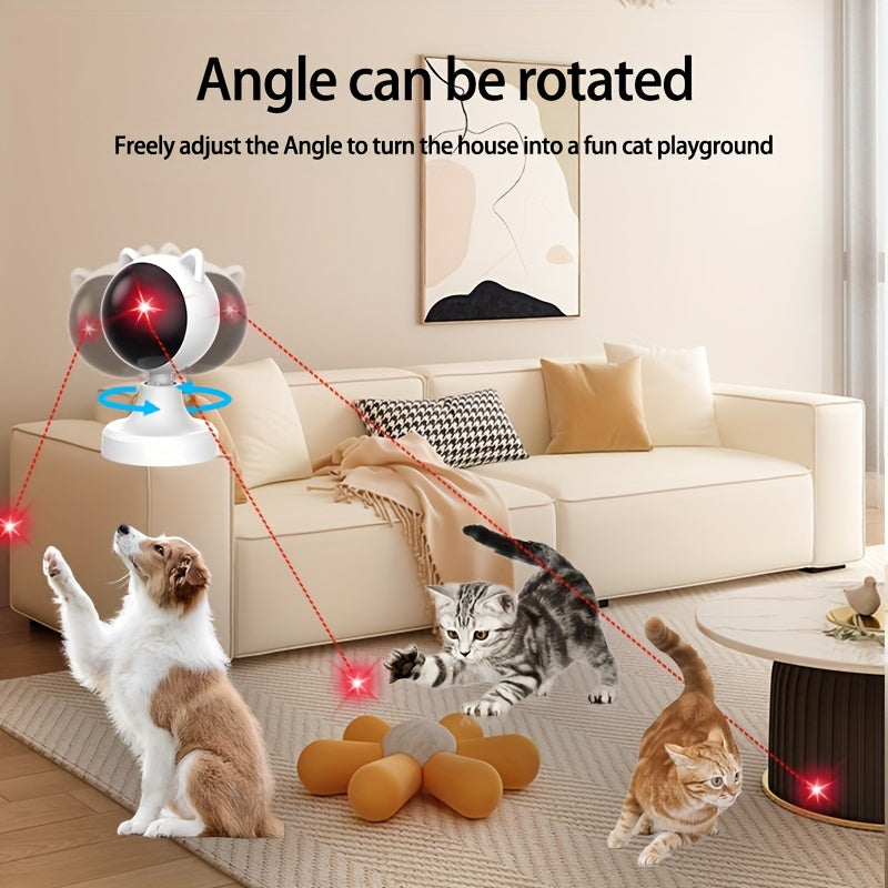 [Endless Fun Laser Chase Toy] Interactive Laser Chase Cat Toy - USB Rechargeable, Handheld or Desktop Mounted, Auto-Switching Timer for Endless Fun