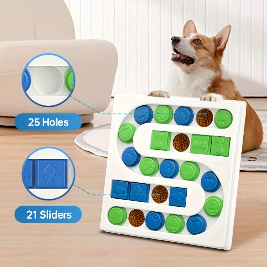 [Interactive Dog Puzzle] Durable PP Interactive Dog Treat Puzzle - Mental Enrichment Feeder for IQ Training, Slow Feeder with Paw Print & Bone Shapes, Treat Dispenser for Puppies & Adult Dogs