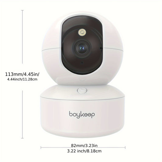 2PCS BoyKeep 5g/2.4ghz WiFi Smart Camera, High-definition Indoor Safety Monitor, Special Safety Camera For Babies And Pets, 360° Panoramic Surveillance Video, Night Vision, Two-way Calls, Memory Card And Cloud Storage, K30