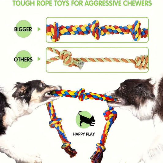 7pcs Large Dog Chew Toy Set, Teeth Cleaning, Durable Bite-Resistant, Tug-of-War Toys, Interactive Pet Toys for Medium to Large Breeds, Without Battery, Dog Toy, Indestructible Dog Toy, Dog Toy For Large/aggressive Chewer, Dog