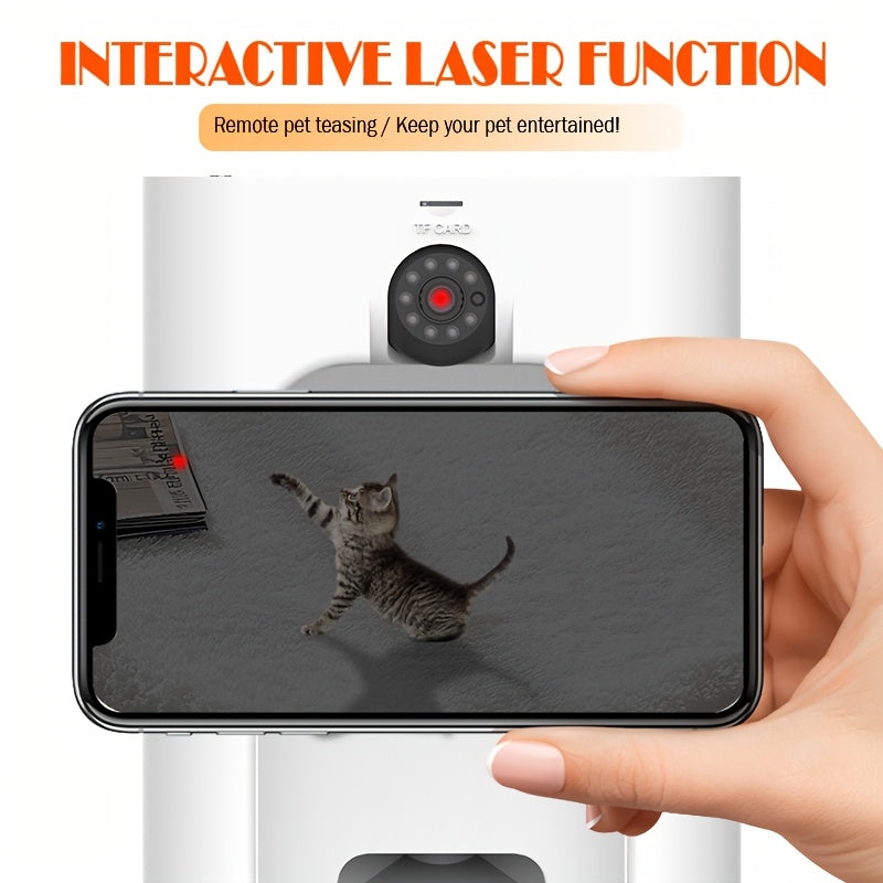 1pc YIIYRY Wi-Fi Smart Pet Feeder, 4L Automatic Cat & Dog Food Dispenser with 15-Second Meal Ordering, USB Powered (SD Card Not Included), Removable Charger, Voice Intercom for Two-Way Communication, Automatic Pet Feeding | M