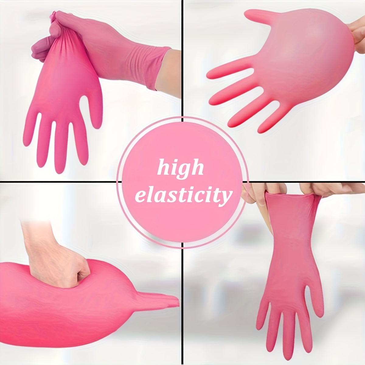 Deep Pink Disposable Nitrile Gloves - Lightweight, Suitable for Household Cleaning, Pet Care, Hair Dyeing - & Alcohol-Free, Available in S/M/L Sizes, Multi-Purpose Cleaning Gloves, Stylish Kitchen Use, All-Season, Disposable