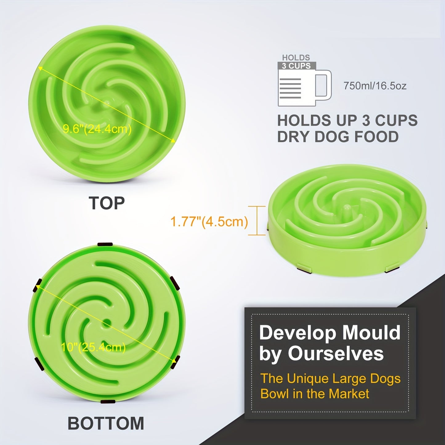 Ruicyg Large Slow Feeder Dog Bowl - Anti-Choke Maze Design for Healthy Eating, Durable PP Material, Ideal for Large Breeds, RUICYG