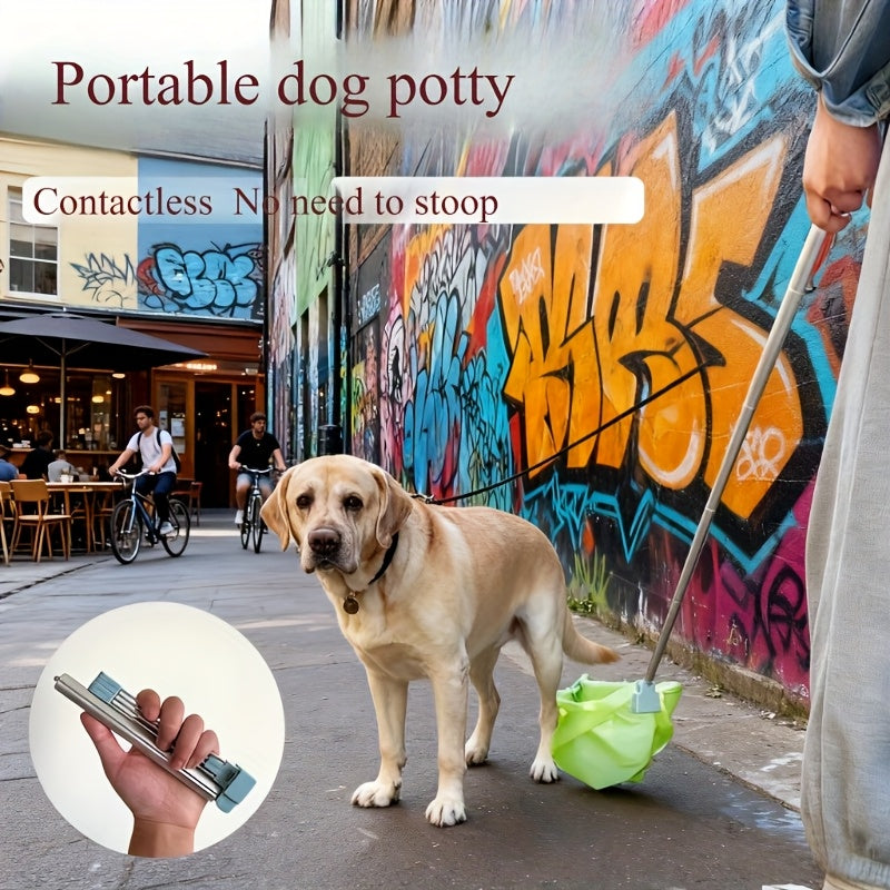 1pc Dog Poop Scooper with Telescopic Handle - Durable Plastic Pet Waste Bag Dispenser for Outdoor Walks, Easy-to-Use Design for Dog Owners, No Battery Needed, Dog Poop Bag, Sturdy Construction, Dog Poop Picker, Pooper Scooper