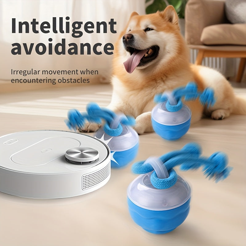 [Electronic Dog Ball for Pets] High-Quality, Durable, Interactive Electronic Dog Ball for Pets - USB Rechargeable, Automatic Rolling Toy, Large and Small Dog Ball with Straps, Ball Launcher, Playful Design, Petsafe Material,