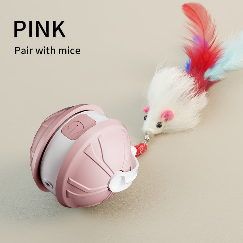 Automatic Cat Toy - Interactive Cat Toy, USB Rechargeable, Glowing Design for Indoor Play and Mental Stimulation, Fun Design, Fake Mouse, Replaceable Hanging Ornaments, Laser Cat Toy