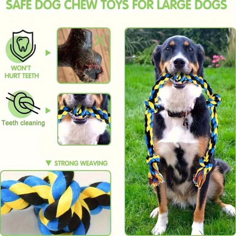 7pcs Large Dog Chew Toy Set, Teeth Cleaning, Durable Bite-Resistant, Tug-of-War Toys, Interactive Pet Toys for Medium to Large Breeds, Without Battery, Dog Toy, Indestructible Dog Toy, Dog Toy For Large/aggressive Chewer, Dog