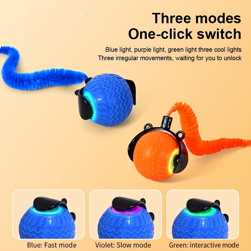 1pc interactive cat and dog toy for indoor cats - rechargeable automatic fast ball, intelligent tail chase and pet chase games, reinforced and durable plastic design, cat and dog toy interaction, playful design, pet entertain