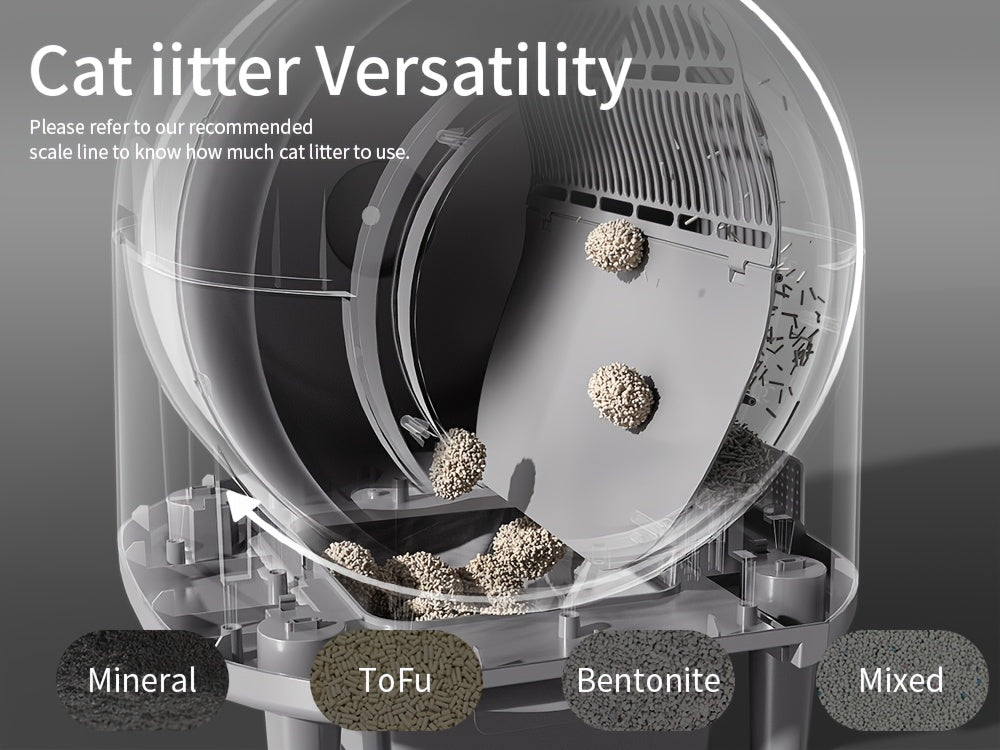 Self Cleaning Cat Litter Tray, 110L Extra Large Automatic Cat Litter Tray for Multiple Cats, with Safety Protection, APP Control, Odor Removal Smart Robot Litter Box, 1 Roll Trash Bags, Self Cleaning Cat Litter Box, Cat Litte