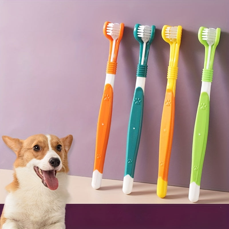 1pc Soft Bristle 3-sided Dog Toothbrush for Effective Teeth Cleaning and Fresher Breath Random Color