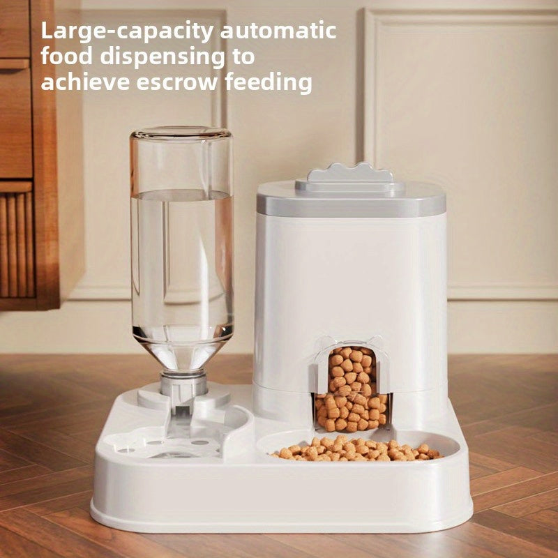 Automatic Cat and Dog Water Dispenser with Integrated Food Basin - Capacity 1-10L, No Battery Required, Modern White Design, Easy to Clean and Moisture-Proof - Durable Pet Hydration Solution, Automatic Pet Feeder, Stylish Pet