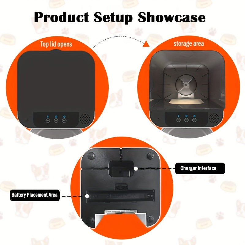 1pc YIIYRY Wi-Fi Smart Pet Feeder, 4L Automatic Cat & Dog Food Dispenser with 15-Second Meal Ordering, USB Powered (SD Card Not Included), Removable Charger, Voice Intercom for Two-Way Communication, Automatic Pet Feeding | M