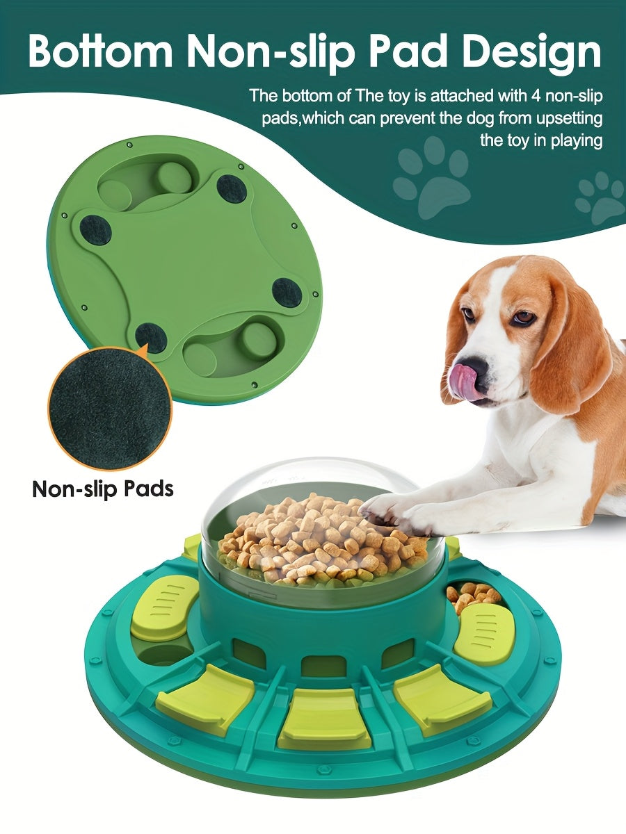 [Interactive Dog Feeder Toy] Interactive Slow Feeder Dog Toy with Treat Dispenser - Battery-Free Mental Stimulation Game, Non-Toxic Easy-Clean Plastic, Geometric Design for Puppies & Adult Dogs, IQ Boosting Play, Puppy Traini