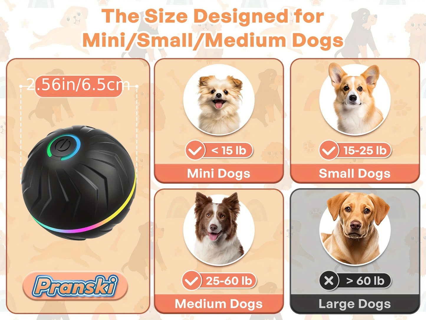 Interactive Dog Toy Ball - Large, Smart Bouncing Ball for Pets | Intelligent Jumping, Rolling, Durable, USB Rechargeable