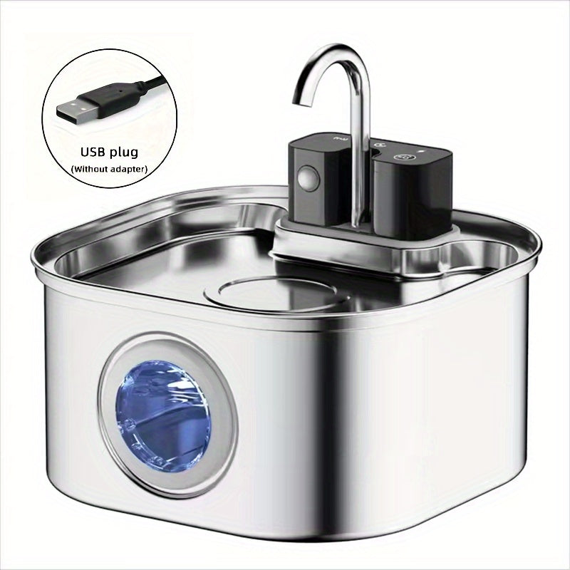 [Wireless Cat Water Fountain] Automatic Wireless Cat Water Fountain - Stainless Steel, USB/Battery Powered (18650 Lithium Battery), 3.2L/108oz Large Capacity, Spill-Proof Design, No Filter Needed, Durable Water Dispenser for